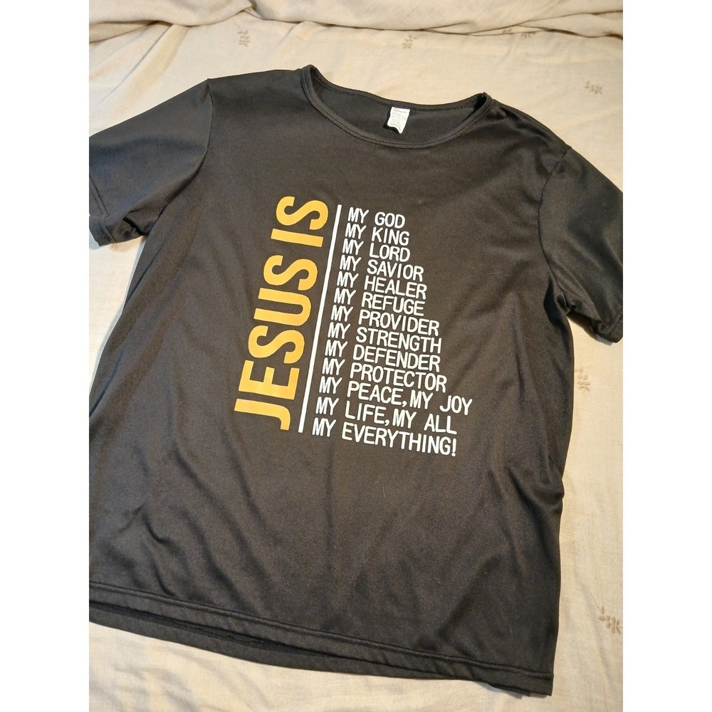 Unisex Teen/Adults 0XL Black Jesus Inspirational Graphic Print T-Shirt